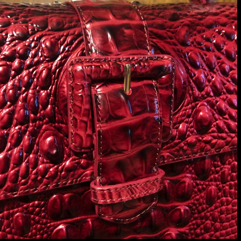 NWT-Brahmin-Small Hallie-Merlot Ombre Melbourne-Leather-Dust Bag-$325 - Picture 4 of 16